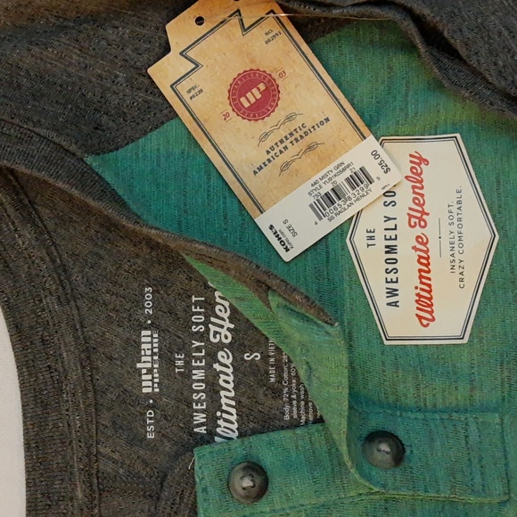 Urban Pipeline Awesomely Soft Ultimate Short Sleeve Heathered Raglan Henley Tee - Picture 4 of 11